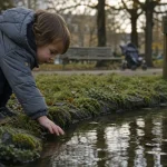 Activités enfant 3 ans Rennes : enfant près d’une mare et d’un canard