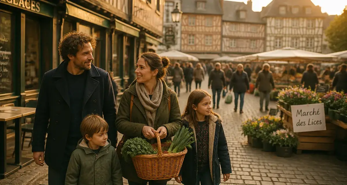 Activités Rennes : famille au Marché des Lices à Rennes