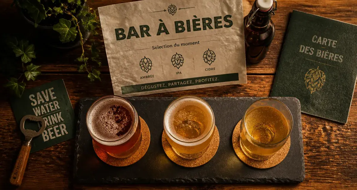 Bar Rennes : bières artisanales en terrasse, trois verres de bière