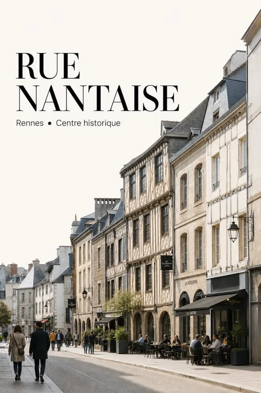 Restaurants rue Nantaise Rennes : vue éditoriale de la rue Nantaise à Rennes dans le centre historique