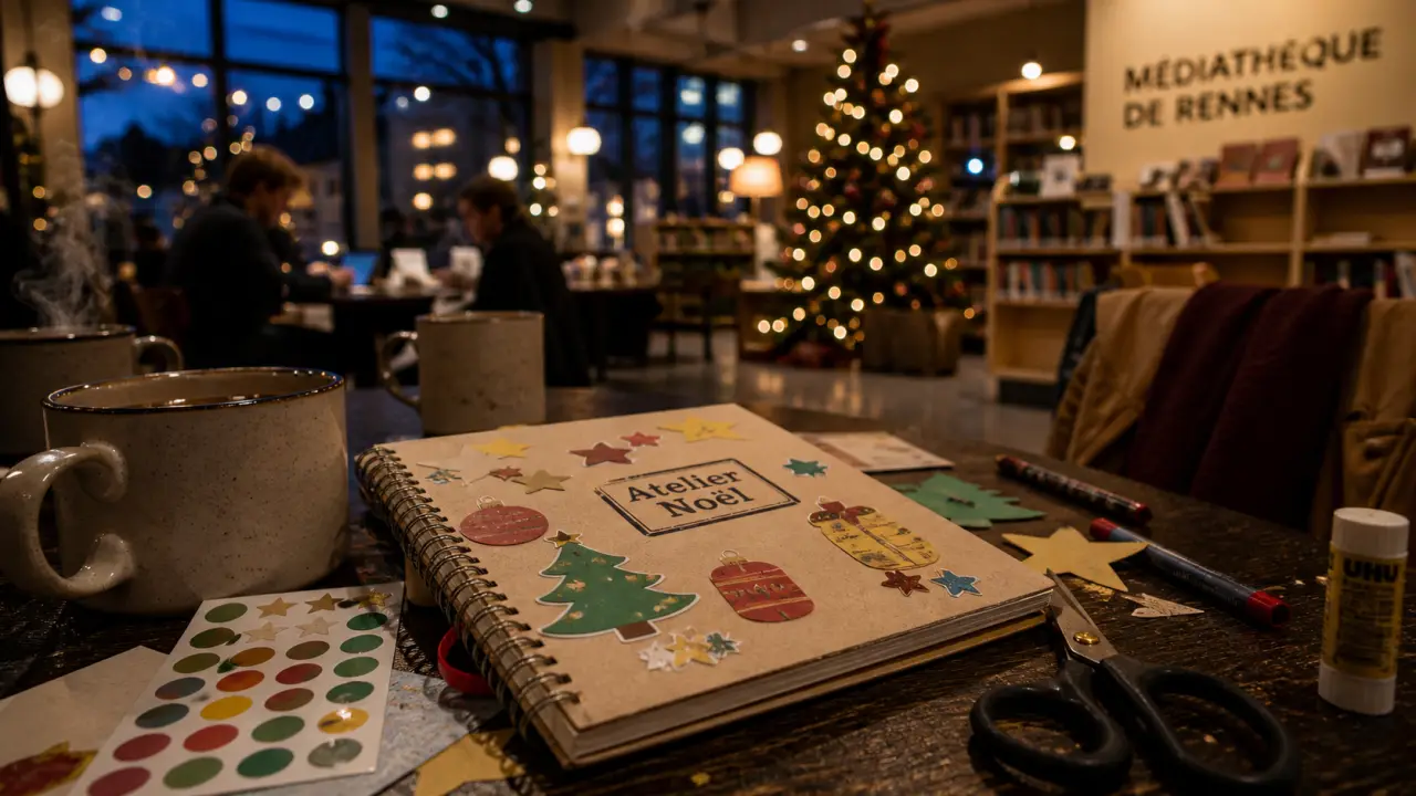 Rennes noel : carnet atelier Noël et fournitures près d’une médiathèque