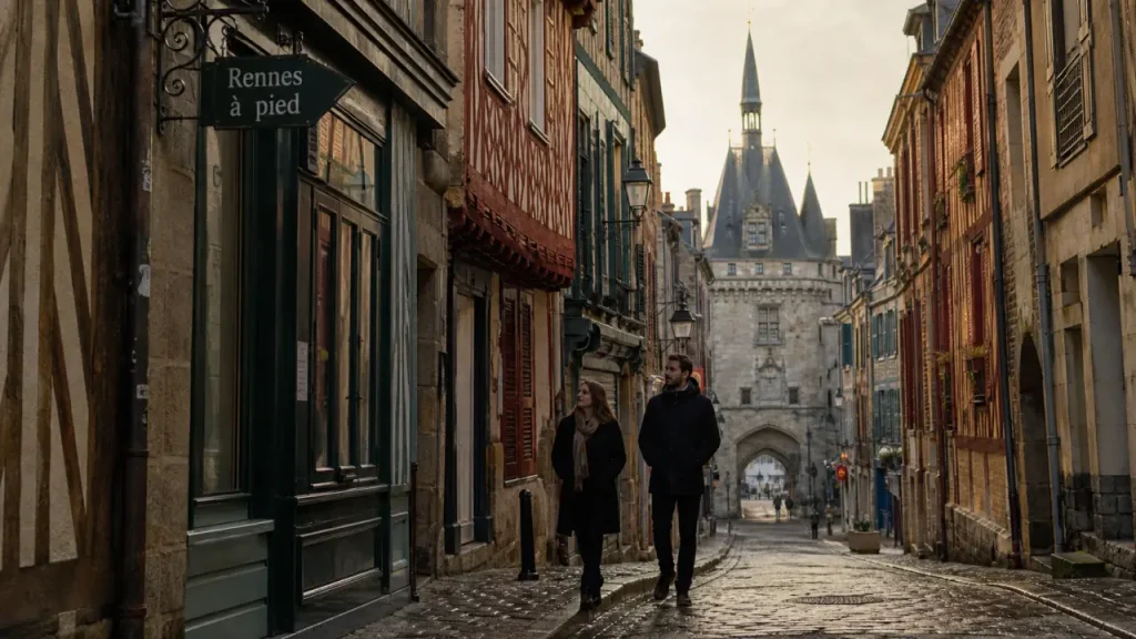 Visiter Rennes une journée : ruelle du centre ancien menant aux Portes Mordelaises