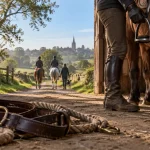 Balade a cheval Rennes : départ écurie, harnais et selle