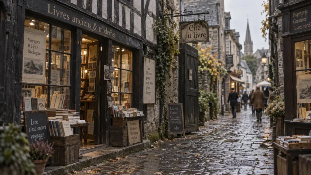 Beau village autour de Rennes, ruelle bretonne, cité du livre