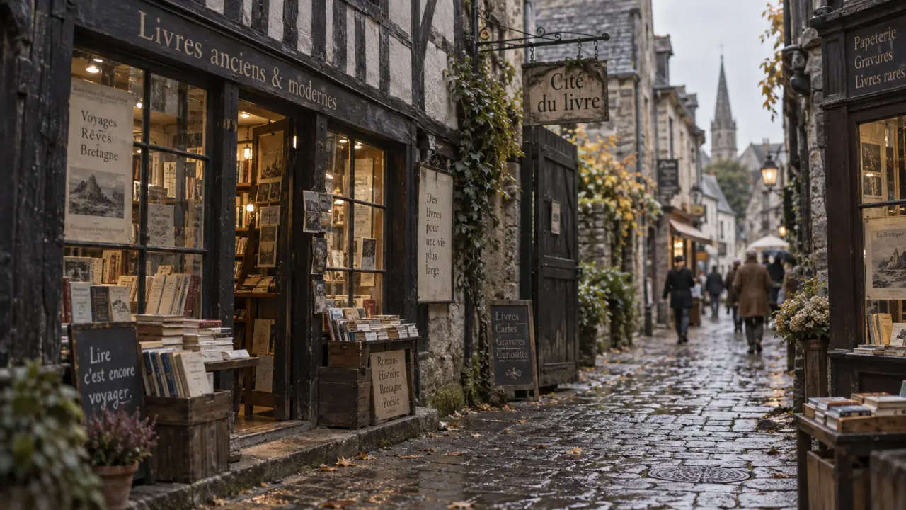 Beau village autour de Rennes, ruelle bretonne, cité du livre