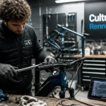 Culture velo rennes : technicien règle un vélo électrique en atelier