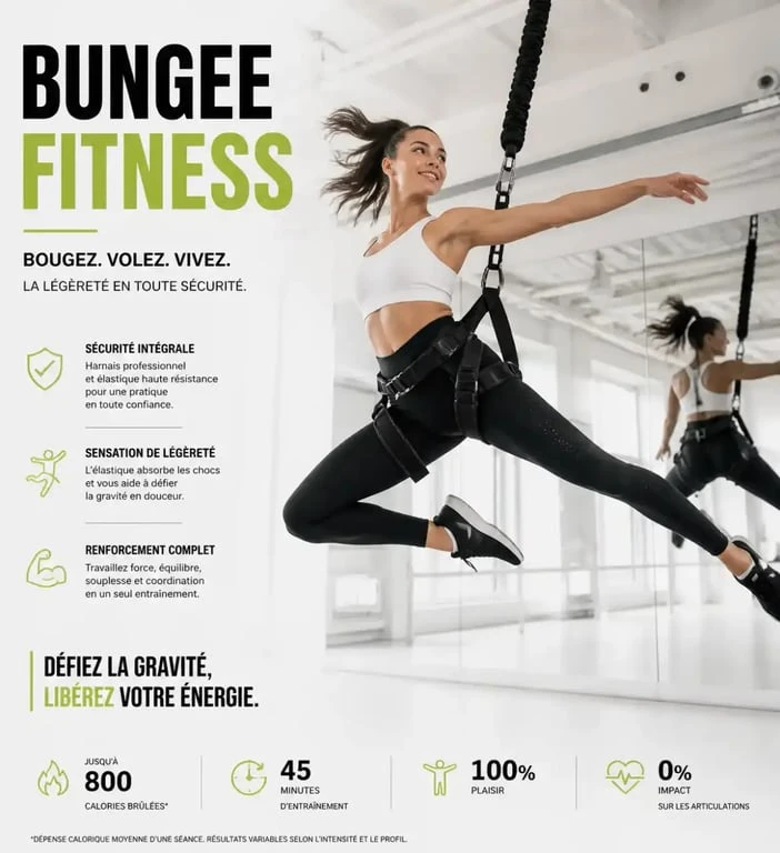 Pratique du bungee fitness à Rennes avec harnais de sécurité