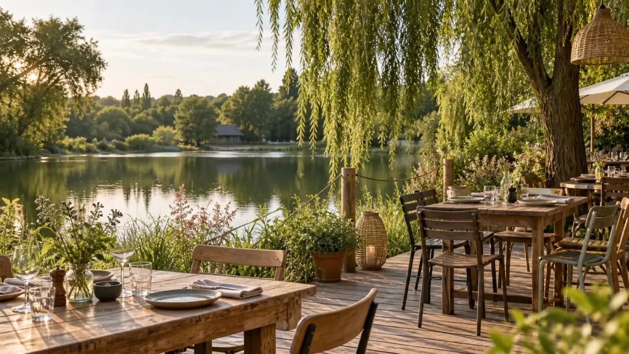 Georgette restaurant Rennes : terrasse ombragée au bord des étangs