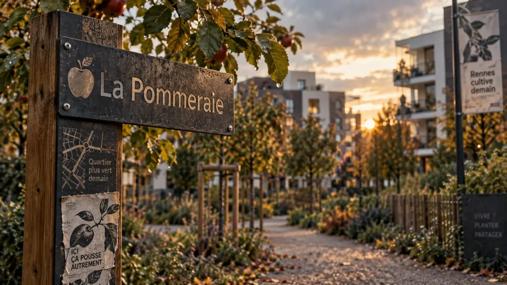 La pommeraie rennes : allée de pommiers près des quartiers