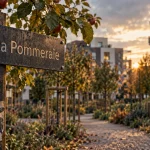 La pommeraie rennes : allée de pommiers près des quartiers