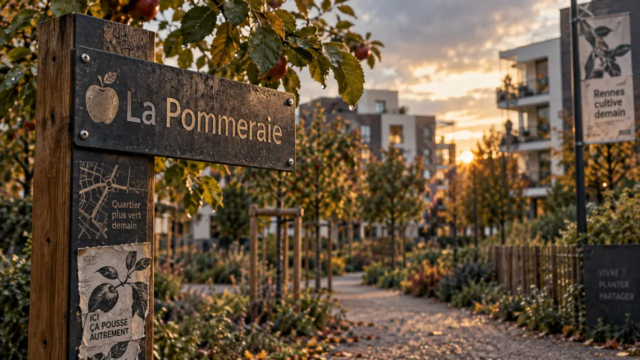 La pommeraie rennes : allée de pommiers près des quartiers