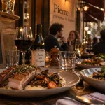 Terrasse à Rennes avec pierre restaurant de copains, assiettes et amis au bistrot.