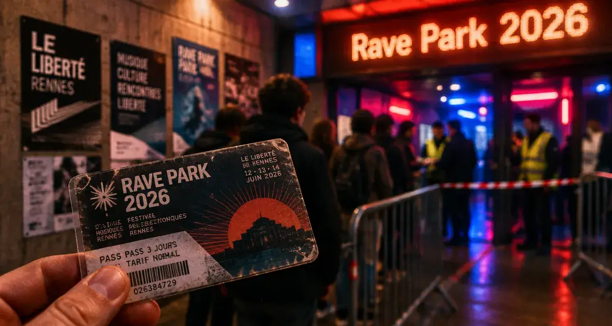 Rave park 2026 à Rennes : billet festival devant l’entrée Liberté